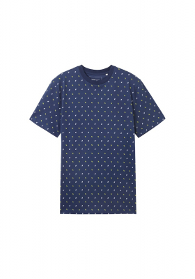 TOM TAILOR DENIM 0836, Kék Mintás Rövid Ujjú Póló