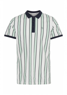 CASUAL FRIDAY Trygve Striped Polo 3363, Kék-Zöld Csíkos Rövid Ujjú Ingpóló