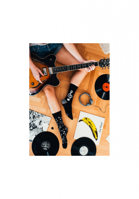 DEDOLES Music, Fekete Mintás Magasszárú Zokni