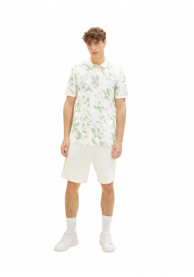 TOM TAILOR DENIM 5280, Fehér, Virágmintás Rövid Ujjú Ingpóló