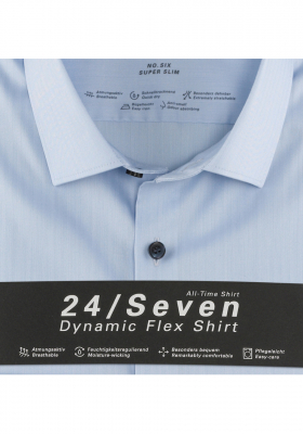 OLYMP No. Six 24/Seven 2546, Kék Hosszú Ujjú Ing, Super slim, Modern Kent 