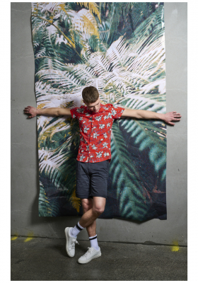 BLEND Seasonal 1640, Piros Rövid Ujjú Ing, Slim fit