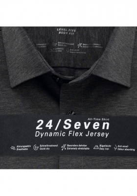 OLYMP Level Five 24/Seven 2008, Szürke Hosszú Ujjú Ing, Body fit, New York Kent