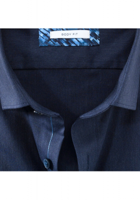 OLYMP Level Five 2090, Kék Hosszú Ujjú Ing, Body fit, Modern Kent