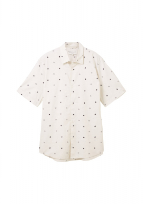  TOM TAILOR DENIM 6245, Fehér, Virágmintás Rövid Ujjú Ing