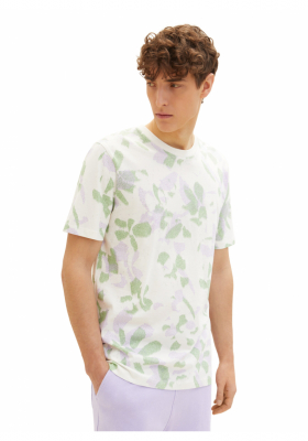 TOM TAILOR DENIM 5607, Fehér, Virágmintás Rövid Ujjú Póló