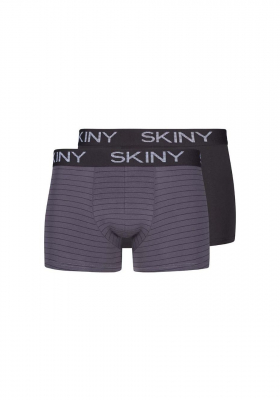 SKINY Cotton Multipack 6487, Szürke Csíkos Boxerernadrág Dupla Csomag