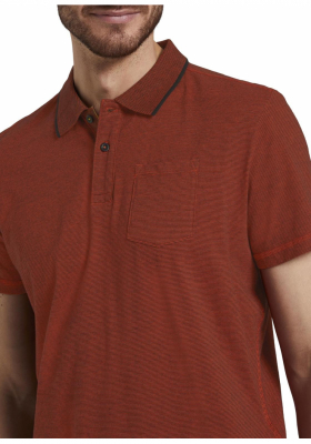 TOM TAILOR Striped Polo w. Overdye 8142, Piros Rövid Ujjú Ingpóló