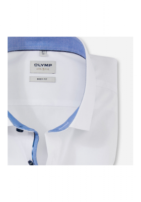 OLYMP Level Five 2090, Fehér Hosszú Ujjú Ing, Body fit, Modern Kent