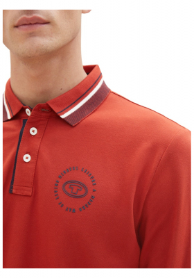 TOM TAILOR 7813, Piros Hosszú Ujjú Ingpóló