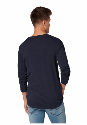 TOM TAILOR DENIM Ls T-Shirt w. Pocket 6578, Kék Hosszú Ujjú Póló
