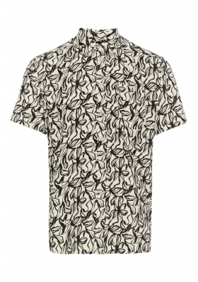 BLEND Avian 8223, Fekete Mintás Rövid Ujjú Ing