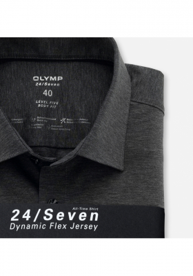 OLYMP Level Five 24/Seven 2008, Szürke Hosszú Ujjú Ing, Body fit, New York Kent