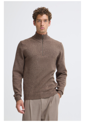 CASUAL FRIDAY Paco 6387, Barna Kötött Cipzáros Pulóver