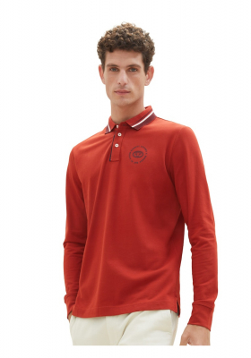 TOM TAILOR 7813, Piros Hosszú Ujjú Ingpóló