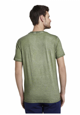 TOM TAILOR Overdyed Statue Of Liberty Print 8849, Zöld Rövid Ujjú Póló