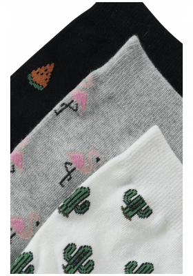 BLEND CacFlaMel 3-Pack 3919, Fekete Szürke Fehér Magasszárú Zokni