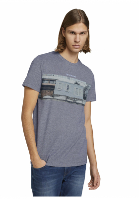 TOM TAILOR DENIM Photoprint 5125, Kék Rövid Ujjú Póló