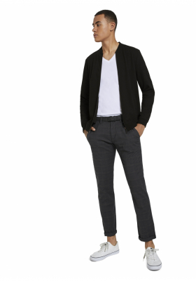 TOM TAILOR DENIM Structured Straight Chino 0451, Kék Kockás Chinonadrág