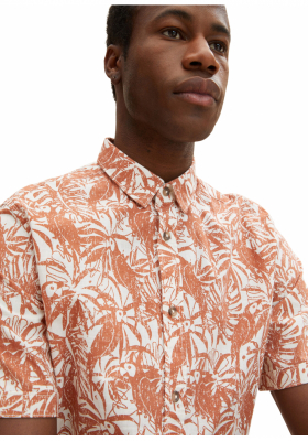 TOM TAILOR Tropical 1036, Narancssárga Rövid Ujjú Ing