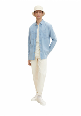 TOM TAILOR DENIM Jacquard 3328, Bézs Rövid Ujjú Póló