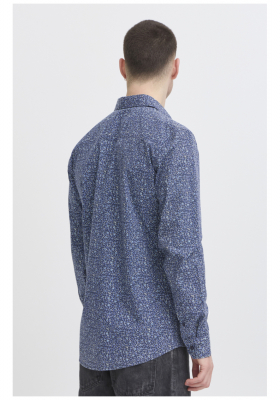 BLEND Aaron 8101, Kék Virágmintás Hosszú Ujjú Ing