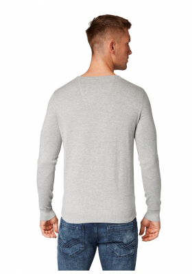 TOM TAILOR Basic O-Neck 2819, Szürke Kötött Pulóver