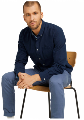 TOM TAILOR Oxford 3874, Sötétkék Hosszú Ujjú Ing