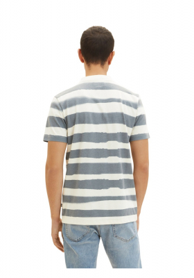 TOM TAILOR 5558, Csíkos Pasztel Kék Rövid Ujjú Ingpóló