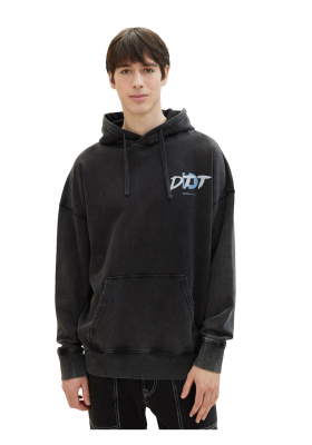 TOM TAILOR DENIM 0521, Fekete Kapucnis Pulóver