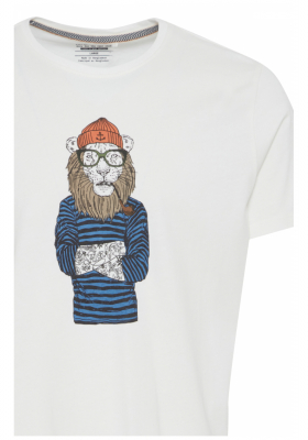 BLEND 6805, Fehér, Nyomtatott Oroszlános Rövid Ujjú Póló