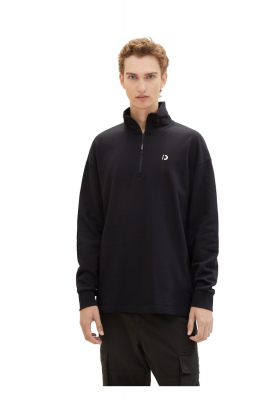 TOM TAILOR DENIM 9485, Fekete Cipzáros Pulóver