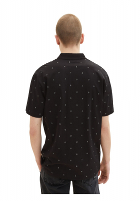 TOM TAILOR DENIM 5287 Fekete Rövid Ujjú Ingpóló Smiley