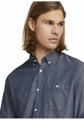 TOM TAILOR DENIM Turn Up 4719, Kék Rövid Ujjú Ing