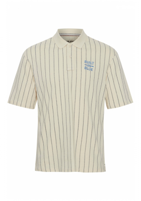 BLEND 5187, Törtfehér, Csíkos Rövid Ujjú Ingpóló 