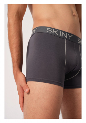 SKINY Cottton Multipack 6487, Szürke-Piros Csíkos Boxernadrág, Dupla Csomag