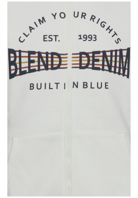 BLEND Call Day 4204, Zippes-Kapucnis Pulóver, Fehér