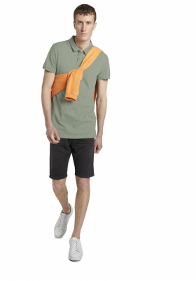 TOM TAILOR DENIM Small Leaves Print 8753, Zöld Rövid Ujjú Ingpóló