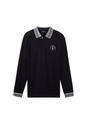 TOM TAILOR 9565, Fekete Hosszú Ujjú Ingpóló