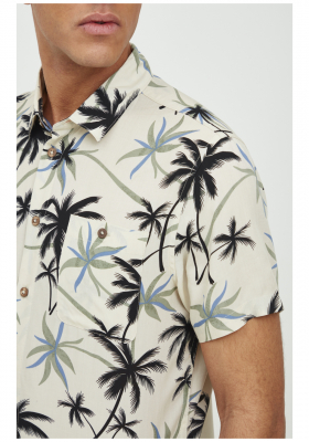 BLEND Palm Tree 2165, Bézs Rövid Ujjú Ing, Slim fit