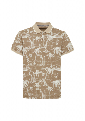 BLEND 6905, Barna Mintás Rövid Ujjú Ingpóló