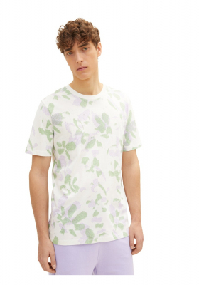 TOM TAILOR DENIM 5607, Fehér, Virágmintás Rövid Ujjú Póló