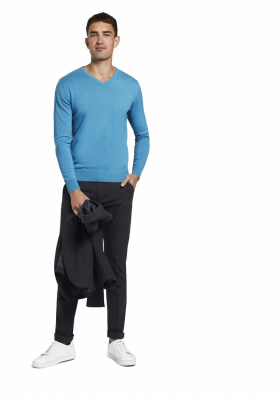 TOM TAILOR Basic V-Neck 2820, Kék Kötött Pulóver