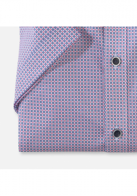 OLYMP Level Five 2045, Rószaszín-Kék Aprómintás Rövid Ujjú Ing body fit