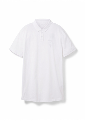 TOM TAILOR DENIM Cross 1485, Fehér Rövid Ujjú Ingpóló, Fehér