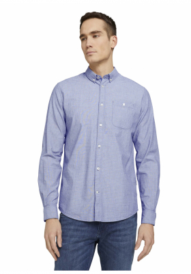 TOM TALOR Dobby 3882, Kék Hosszú Ujjú Ing