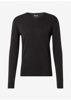 TOM TAILOR Basic V-Neck 2820, Szürke Kötött Pulóver