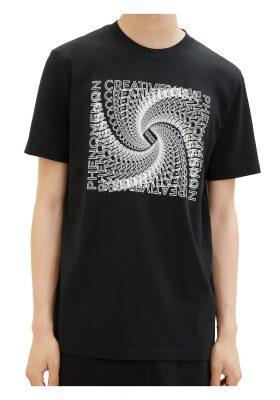 TOM TAILOR DENIM 7680, Fekete Rövid Ujjú Póló