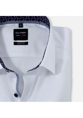 OLYMP Level Five 2190, Fehér Hosszú Ujjú Ing, Body fit, New York Kent