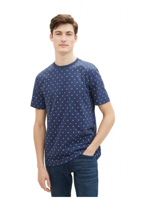 TOM TAILOR DENIM 0836, Kék Mintás Rövid Ujjú Póló